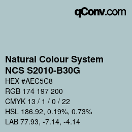 カラーコード: Natural Colour System<br>NCS S2010-B30G - Blaugrau | qconv.com