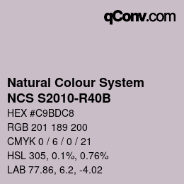 Color code: Natural Colour System<br>NCS S2010-R40B - Blasslila | qconv.com