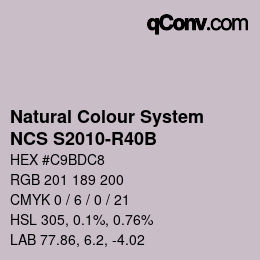 カラーコード: Natural Colour System<br>NCS S2010-R40B - Blasslila | qconv.com