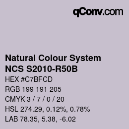 Color code: Natural Colour System<br>NCS S2010-R50B - Blasslila | qconv.com