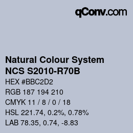 Color code: Natural Colour System<br>NCS S2010-R70B - Blaugrau | qconv.com