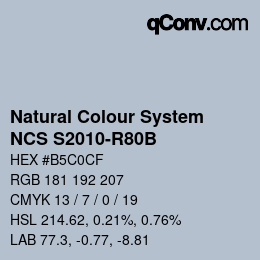 Color code: Natural Colour System<br>NCS S2010-R80B - Graublau | qconv.com