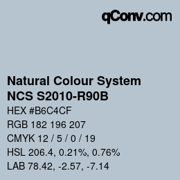 カラーコード: Natural Colour System<br>NCS S2010-R90B - Hellblau | qconv.com