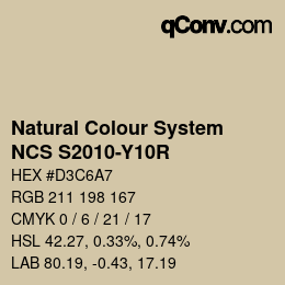 颜色代码: Natural Colour System<br>NCS S2010-Y10R - Graubeige | qconv.com