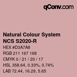 颜色代码: Natural Colour System<br>NCS S2020-R - Altrosa | qconv.com