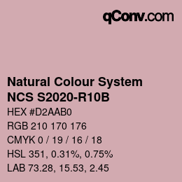 颜色代码: Natural Colour System<br>NCS S2020-R10B - Rosabeige | qconv.com