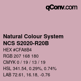 颜色代码: Natural Colour System<br>NCS S2020-R20B - Rosabeige | qconv.com