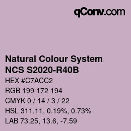 カラーコード: Natural Colour System<br>NCS S2020-R40B - Lila | qconv.com