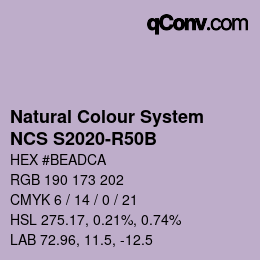 Color code: Natural Colour System<br>NCS S2020-R50B - Lila | qconv.com