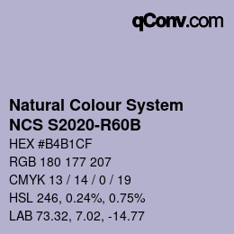 カラーコード: Natural Colour System<br>NCS S2020-R60B - Hellblau | qconv.com