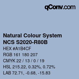 カラーコード: Natural Colour System<br>NCS S2020-R80B - Violettblau | qconv.com