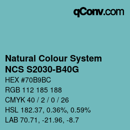 Color code: Natural Colour System<br>NCS S2030-B40G - Türkis Dunkel | qconv.com