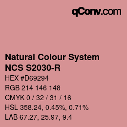 颜色代码: Natural Colour System<br>NCS S2030-R - Rosarot | qconv.com