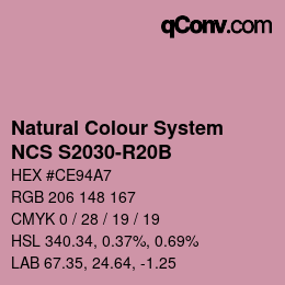 カラーコード: Natural Colour System<br>NCS S2030-R20B - Rosa | qconv.com