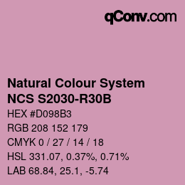 Color code: Natural Colour System<br>NCS S2030-R30B - Rosa | qconv.com