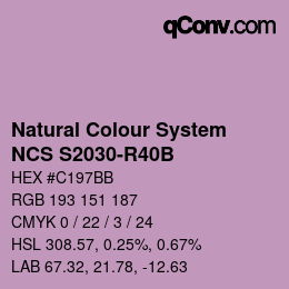 Farbcode: Natural Colour System<br>NCS S2030-R40B - Rosablau | qconv.com