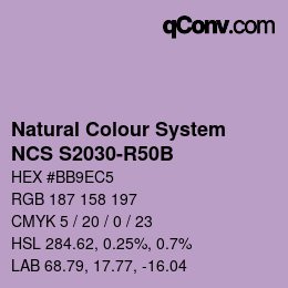 颜色代码: Natural Colour System<br>NCS S2030-R50B - Rosablau | qconv.com