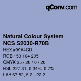 Código de color: Natural Colour System<br>NCS S2030-R70B - Hellblau | qconv.com