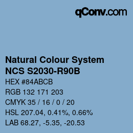 Color code: Natural Colour System<br>NCS S2030-R90B - Hellblau | qconv.com