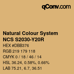 Farbcode: Natural Colour System<br>NCS S2030-Y20R - Beigebraun | qconv.com
