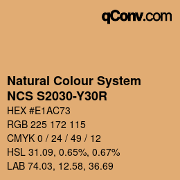 Farbcode: Natural Colour System<br>NCS S2030-Y30R - Gelbrot | qconv.com