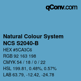 Color code: Natural Colour System<br>NCS S2040-B - Blau | qconv.com