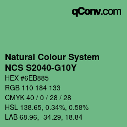 Color code: Natural Colour System<br>NCS S2040-G10Y - Grün | qconv.com