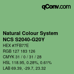 Farbcode: Natural Colour System<br>NCS S2040-G20Y - Grün | qconv.com