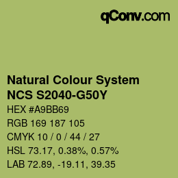 カラーコード: Natural Colour System<br>NCS S2040-G50Y - Grün | qconv.com
