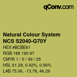 カラーコード: Natural Colour System<br>NCS S2040-G70Y - Grün | qconv.com