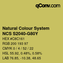 カラーコード: Natural Colour System<br>NCS S2040-G80Y - Beigegrün | qconv.com