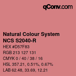 カラーコード: Natural Colour System<br>NCS S2040-R - Rosa | qconv.com
