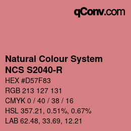 カラーコード: Natural Colour System<br>NCS S2040-R - Rosa | qconv.com