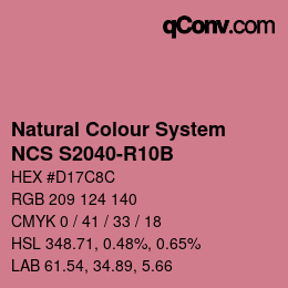 Color code: Natural Colour System<br>NCS S2040-R10B - Rosa | qconv.com