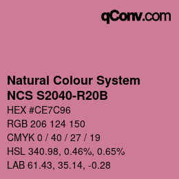 カラーコード: Natural Colour System<br>NCS S2040-R20B - Rosa | qconv.com