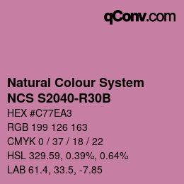 カラーコード: Natural Colour System<br>NCS S2040-R30B - Dunkelrosa | qconv.com