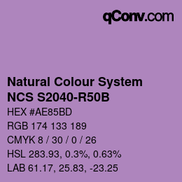 Color code: Natural Colour System<br>NCS S2040-R50B - Lila | qconv.com