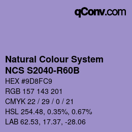 カラーコード: Natural Colour System<br>NCS S2040-R60B - Hellblau | qconv.com