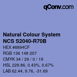 Farbcode: Natural Colour System<br>NCS S2040-R70B - Hellblau | qconv.com