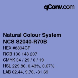 Color code: Natural Colour System<br>NCS S2040-R70B - Hellblau | qconv.com
