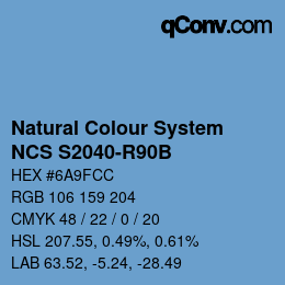 Farbcode: Natural Colour System<br>NCS S2040-R90B - Hellblau | qconv.com