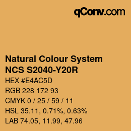 Color code: Natural Colour System<br>NCS S2040-Y20R - Ockergelb | qconv.com