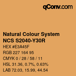 Color code: Natural Colour System<br>NCS S2040-Y30R - Hellbraun | qconv.com