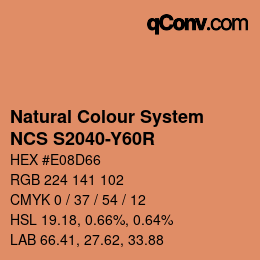 カラーコード: Natural Colour System<br>NCS S2040-Y60R - Orangerot | qconv.com