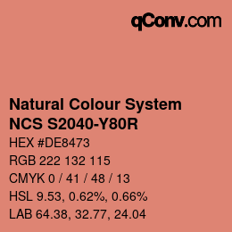 颜色代码: Natural Colour System<br>NCS S2040-Y80R - Braunrosa | qconv.com