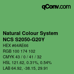 カラーコード: Natural Colour System<br>NCS S2050-G20Y - Grün | qconv.com