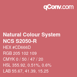 Color code: Natural Colour System<br>NCS S2050-R - Rosa | qconv.com