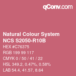 カラーコード: Natural Colour System<br>NCS S2050-R10B - Rosa | qconv.com