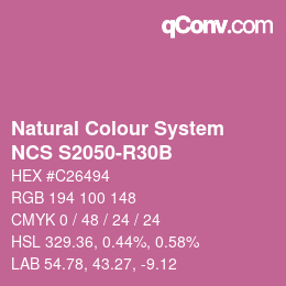 Farbcode: Natural Colour System<br>NCS S2050-R30B - Dunkelrosa | qconv.com