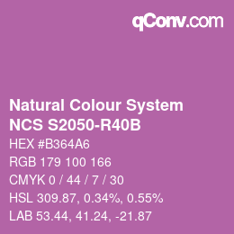 カラーコード: Natural Colour System<br>NCS S2050-R40B - Lila | qconv.com